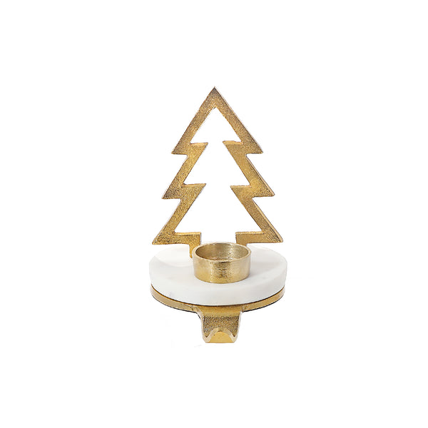 Christmas Tree With Tealight Stocking Holder (Gold)