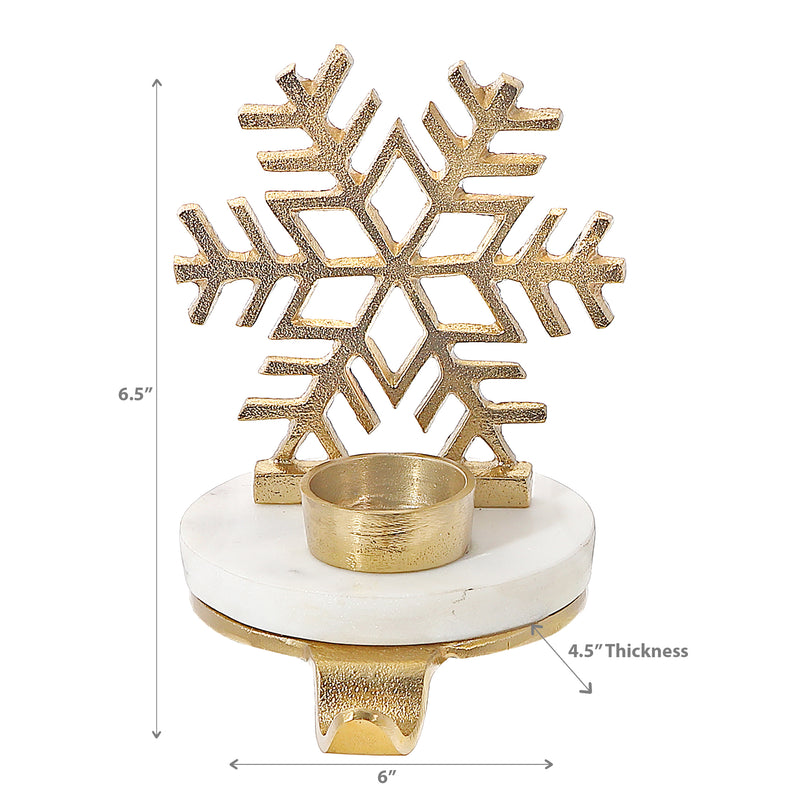 Christmas Snowflake With Tealight Stocking Holder (Gold)