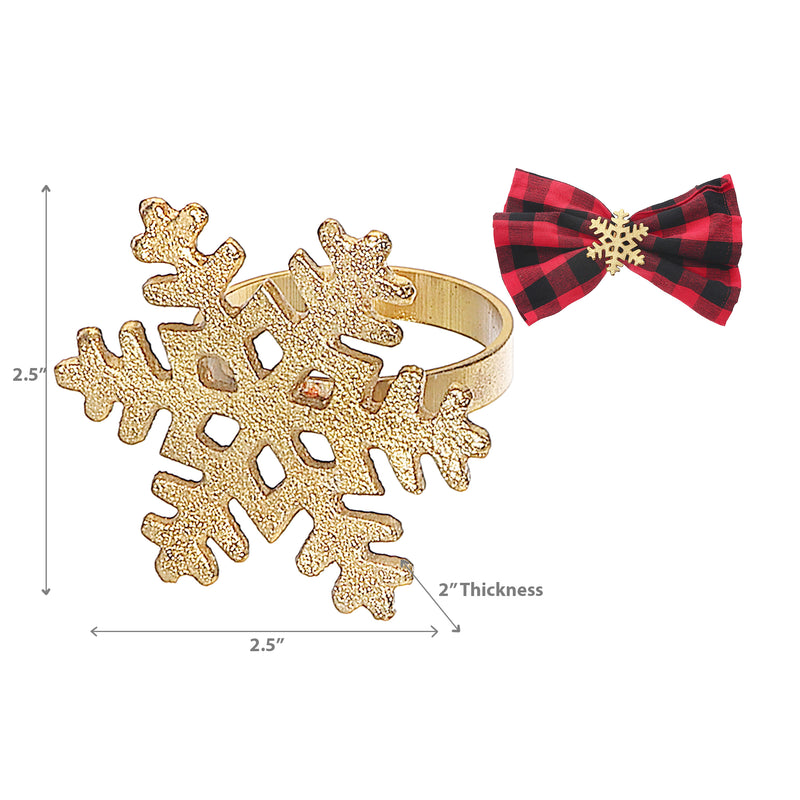 Christmas Metal Snowflake Napkin Ring - Set of 6 (Gold)