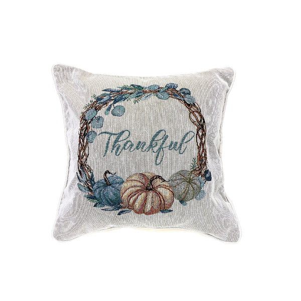 Tapestry Cushion Thankful Wreath 18X18 - Set of 2
