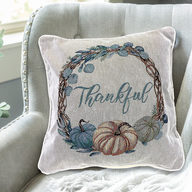 Tapestry Cushion Thankful Wreath 18X18 - Set of 2