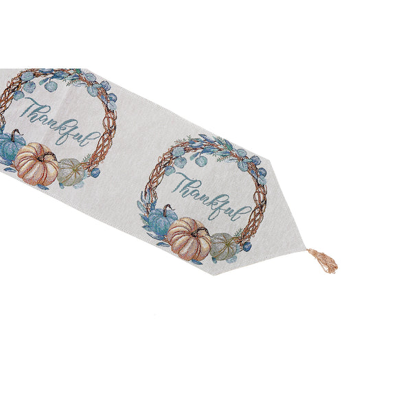 Tapestry Table Runner Thankful Wreath 36" - Set of 2