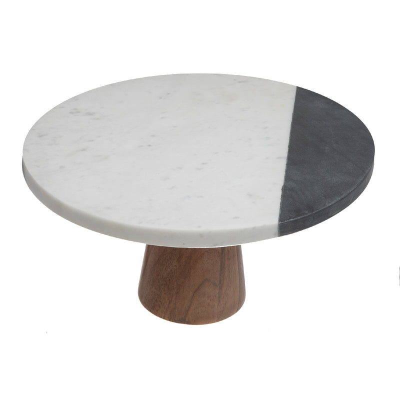 White And Black Marble Round Cake Stand