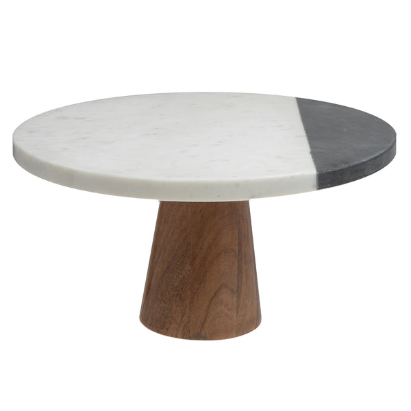 White And Black Marble Round Cake Stand