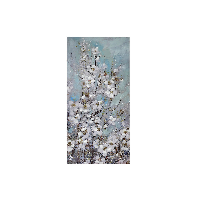 Hand Painted Canvas Wall Art (White Anemone) - Set of 2