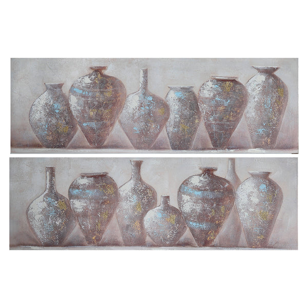 Hand Painted Canvas Wall Art (Clay Pottery) - Set of 2