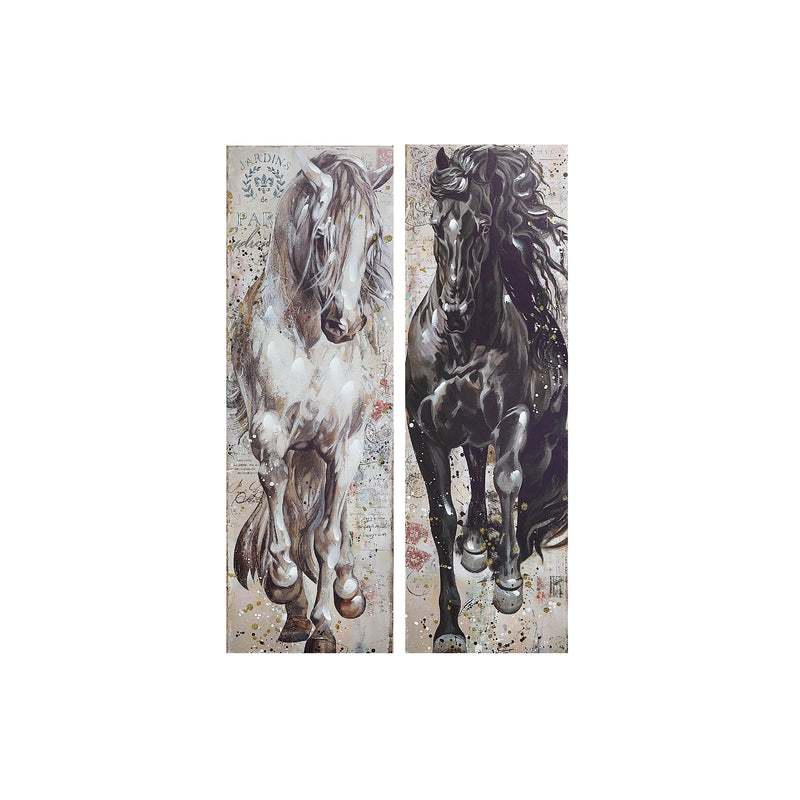 Hand Painted Canvas Wall Art (Brazen Horse) - Set of 2