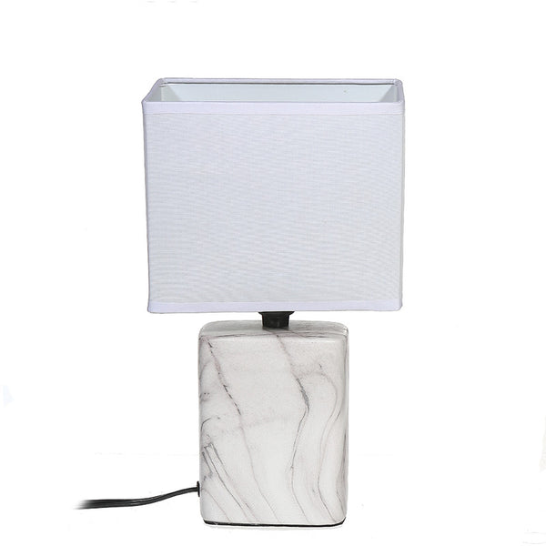 Ceramic Table Lamp With Shade (Slab Marble) (White)