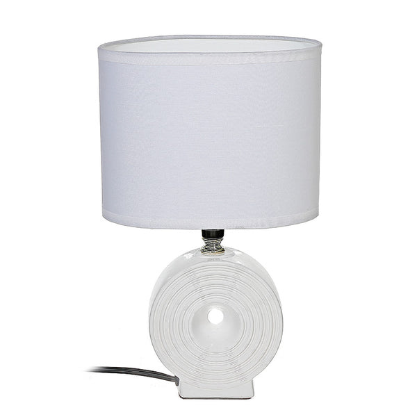 Ceramic Table Lamp With Shade (Orb Small) (White)