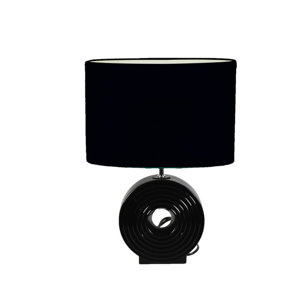 Ceramic Table Lamp With Shade (Orb Large) (Black)