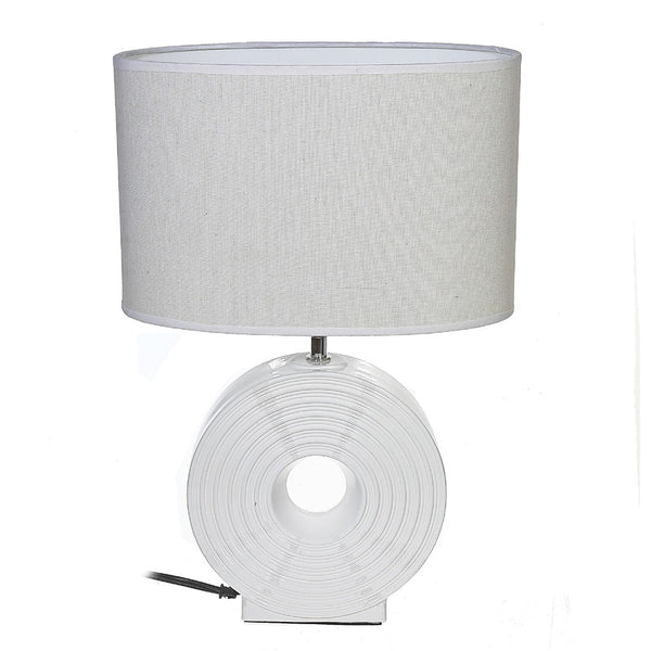 Ceramic Table Lamp With Shade (Orb Large) (White)