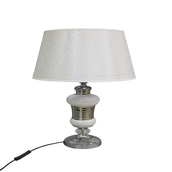 Ceramic Table Lamp With Shade (Oblong White)
