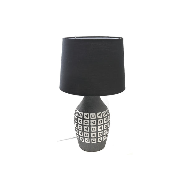 Ceramic Table Lamp With Shade (Geo Block)