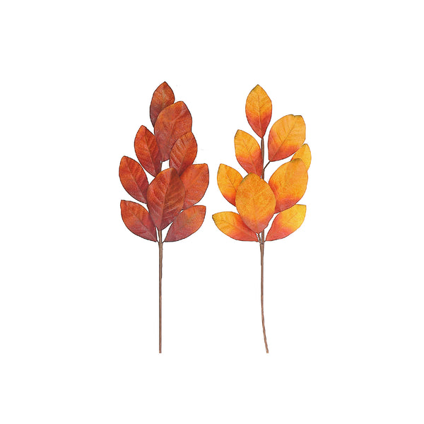 Faux Rusted Leaves Pick  - Set of 2