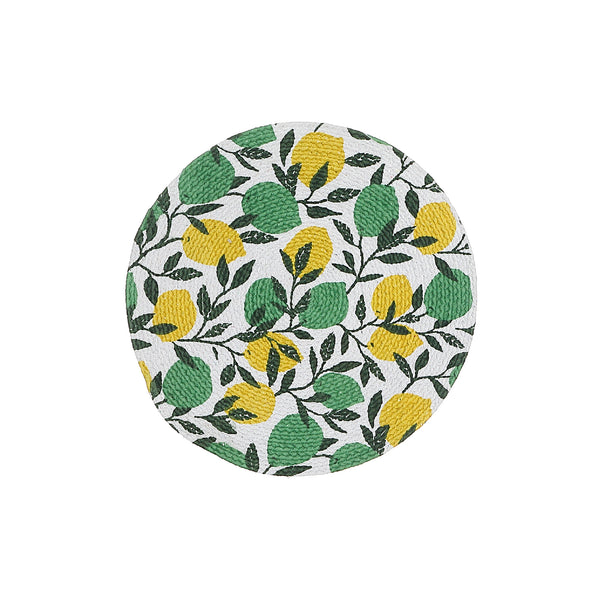 Printed Round Cotton Rope Placemat Lemon Branches - Set of 12