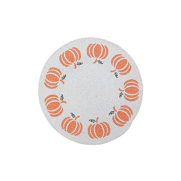 Printed Round Cotton Rope Placemat Pumpkin Border - Set of 12