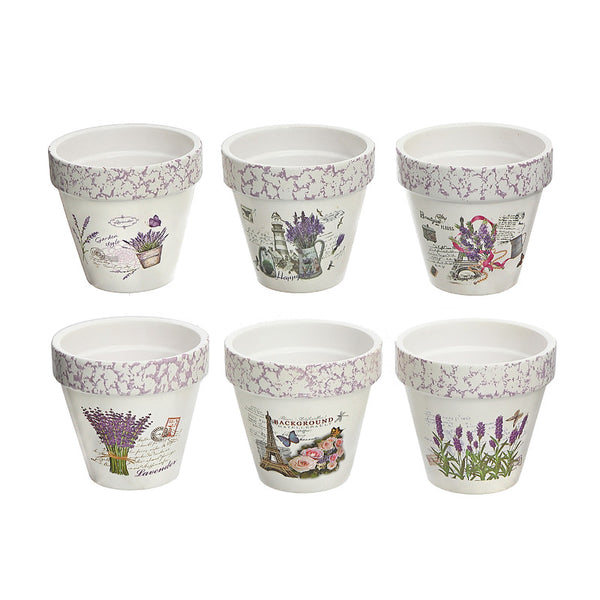 Ceramic Round Planters (Lavender) (6/Disp) - Set of 6