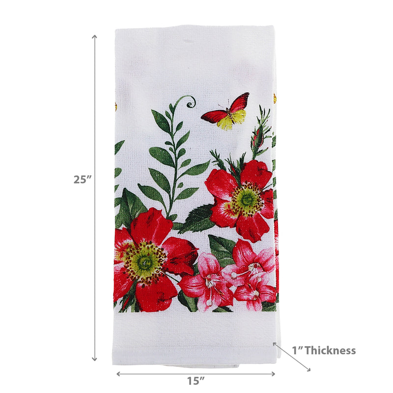 Hand Towel Fiery Red Floral - Set of 6