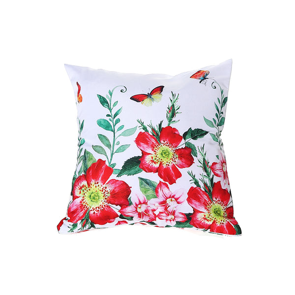 Polyester Digital Print Cushion Fiery Red Floral 18 X 18 - Set of 2