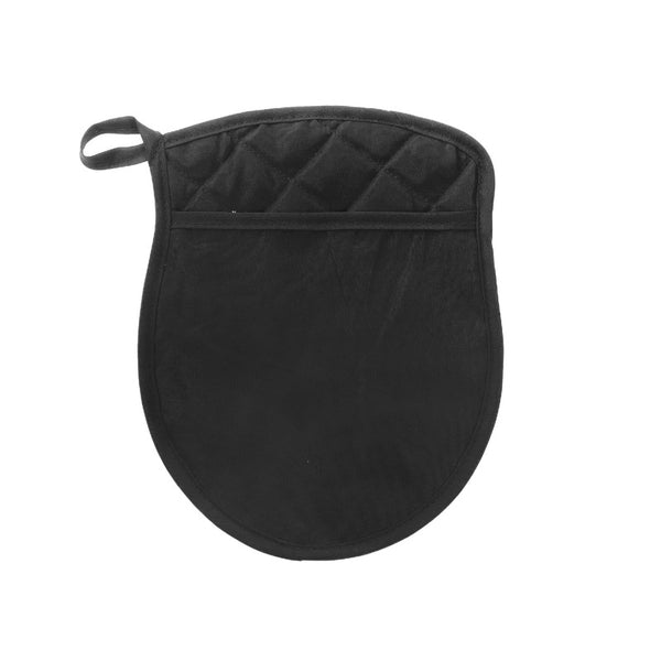 Quilted Pot Holder With Pocket (Black) - Set of 4