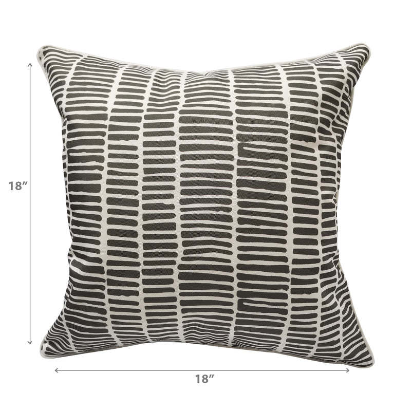 Cross Stripes Outdoor Waterproof Cushion Charcoal Gray - Set of 2
