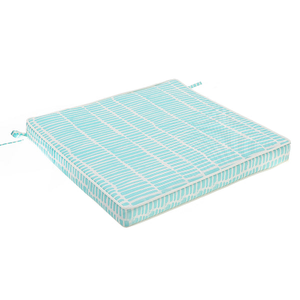 Cross Stripes Outdoor Chairpad Teal - Set of 2