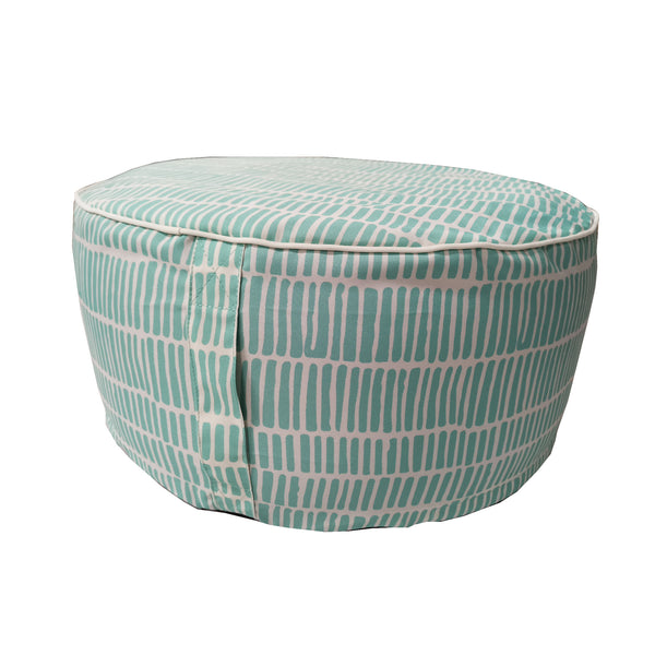 Cross Stripes Outdoor Inflatable Pouf Teal