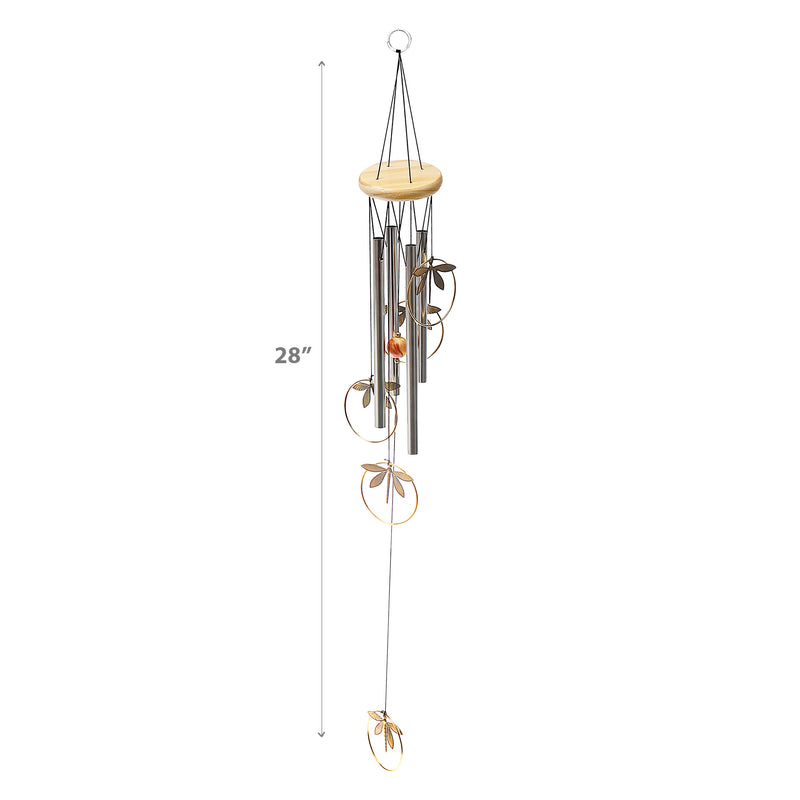 28" Round Windchime With Dragonfly