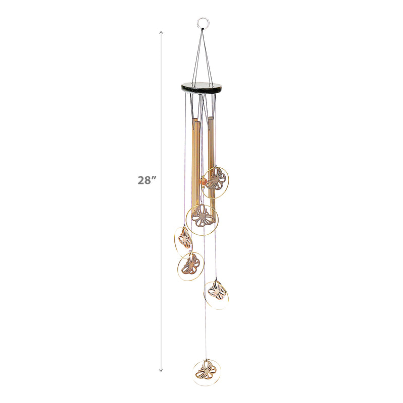 28" Round Windchime With Butterfly