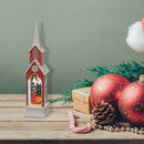 Led Red Church With Nativity Scene