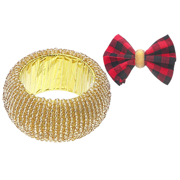 Gold Beaded Napkin Ring - Set of 6