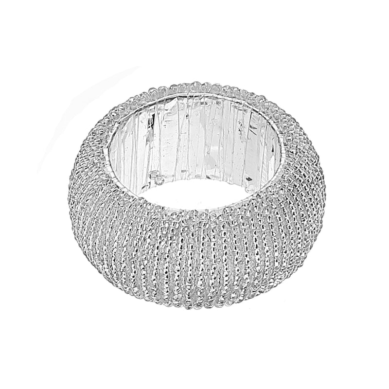 Silver Beaded Napkin Ring - Set of 6