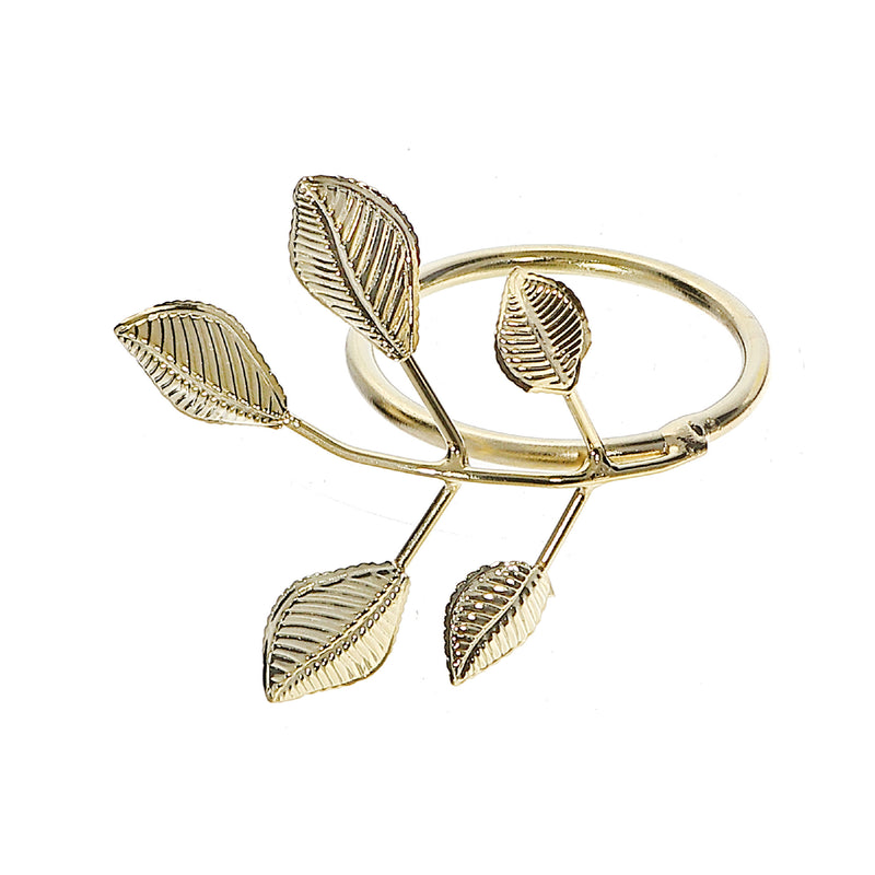 Gold Metal Leaf Napkin Ring - Set of 6