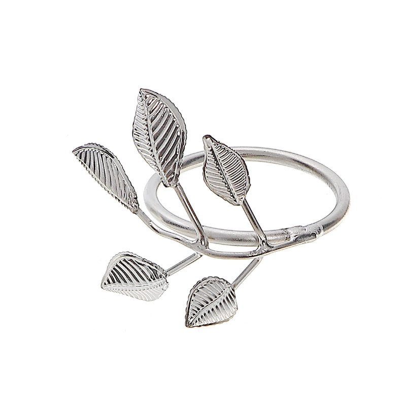 Silver Metal Leaf Napkin Ring - Set of 6