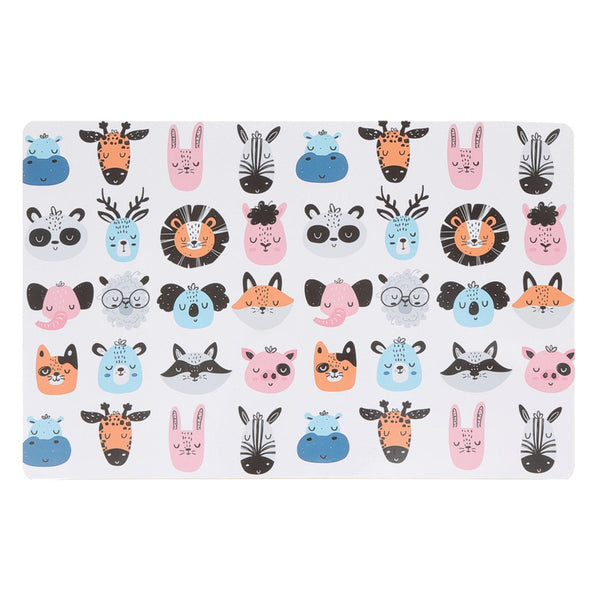 Plastic Placemat (Cute Animal Faces) - Set of 12