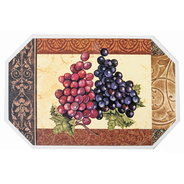 Plastic Placemat (Octagon) (Fresh Grapes) - Set of 12