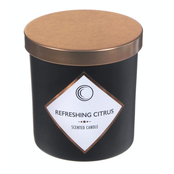 7Oz Matte Black Scented Candle With Lid (Refreshing Citrus) - Set of 2