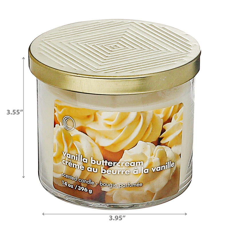 14 Oz 3 Wick Jar Candle With Lid Vanilla Buttercream - Set of 2