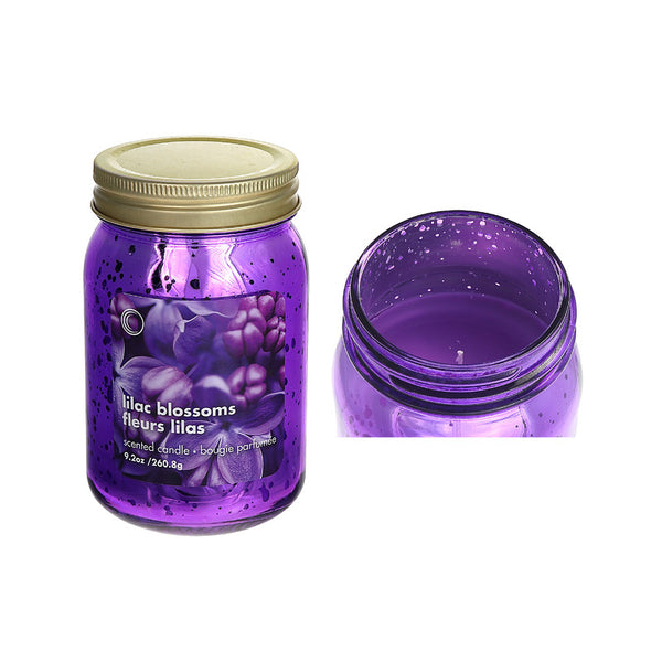 9.2Oz Electroplated Mason Jar Candle (Lilac Blossoms) - Set of 2