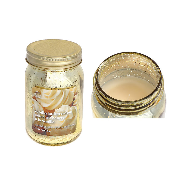 9.2Oz Electroplated Mason Jar Candle (Vanilla Buttercream) - Set of 2