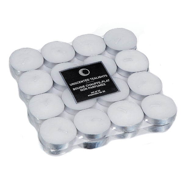 32 Pk Unscented Tealights (White) - Set of 2