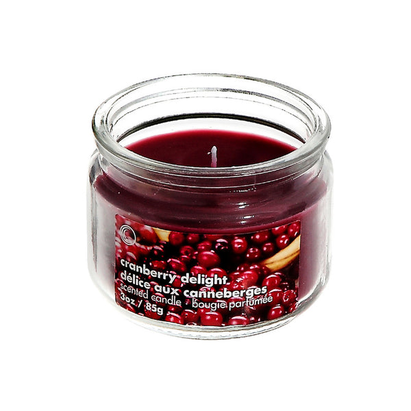 3 Oz Scented Glass Jar With Lid (Cranberry Delight) - Set of 4