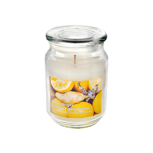 18 Oz Scented Glass Jar With Glass Lid (Citrus Ginger) - Set of 2