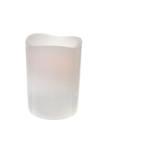 Led Wave Top Unscented White Candle With Timer 4X8" - Set of 2