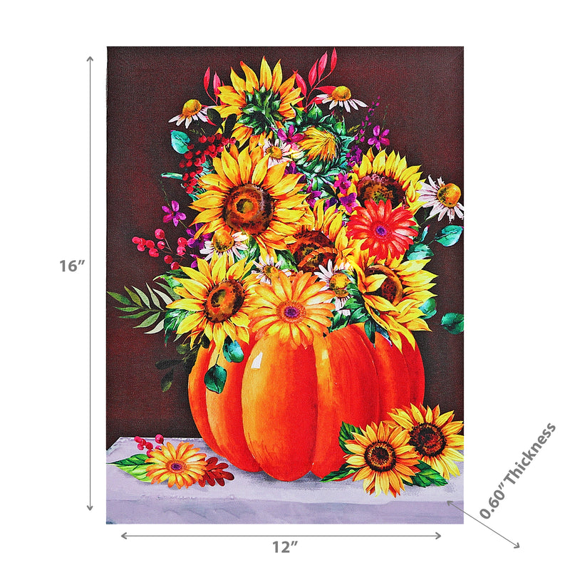 Led Canvas Wall Art Sunflower Pumpkin Bouquet 12X16