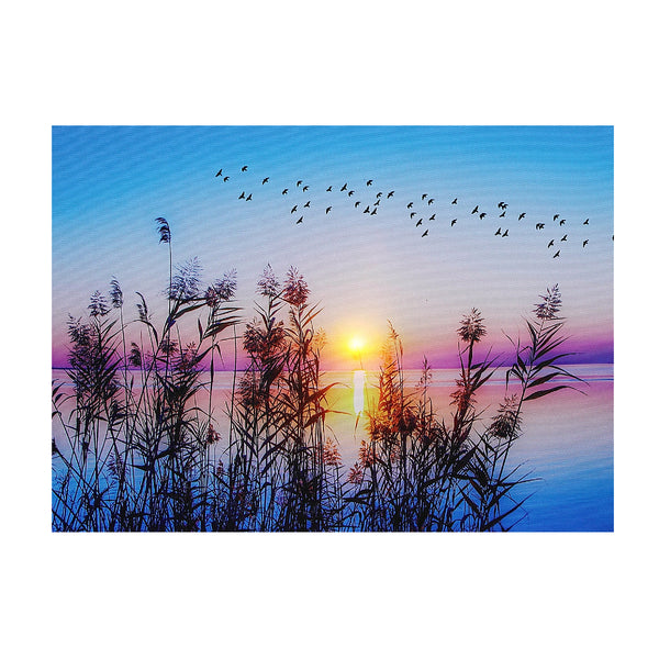 Led Canvas Wall Art Sunset Over Water 16 X 12