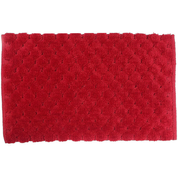 Handwoven Pompom Bath Mat (Red) (20 X 32)