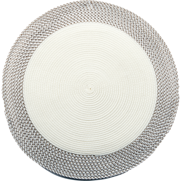 Vinyl Round Placemat With Border (White)(Set Of 12)