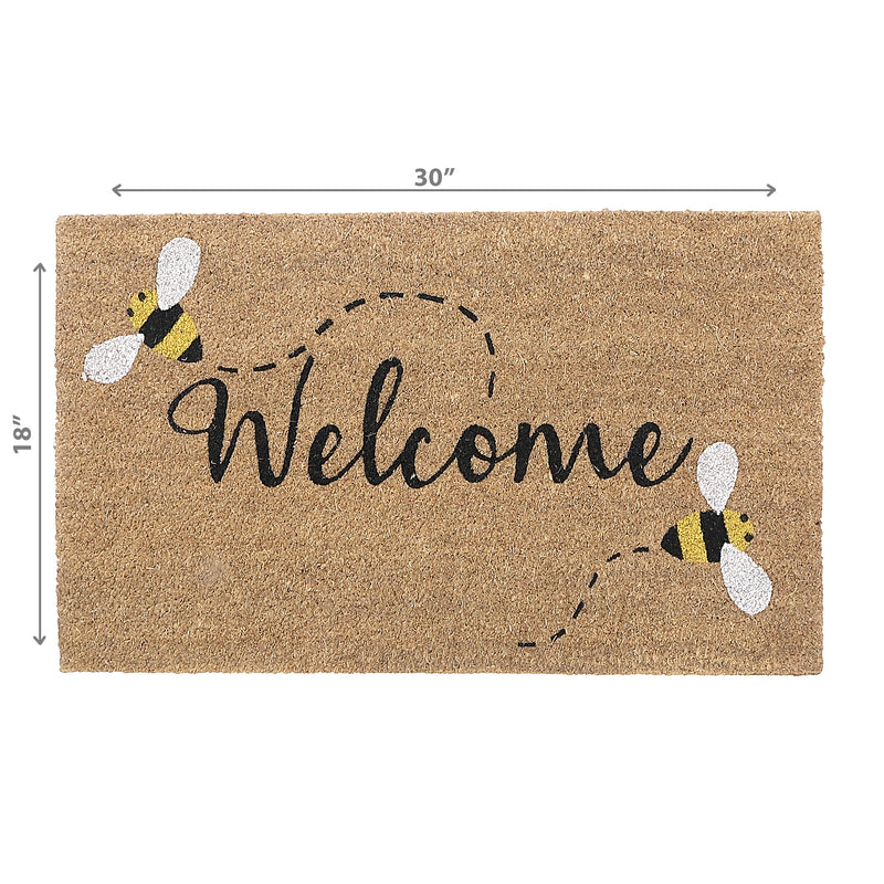 Coir Door Mat Buzzing Bees Welcome