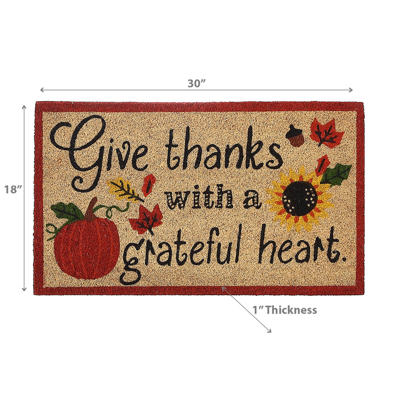 Coir Door Mat Give Thanks With A Grateful Heart